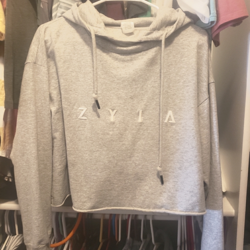 Zyia raw edge crop hoodie